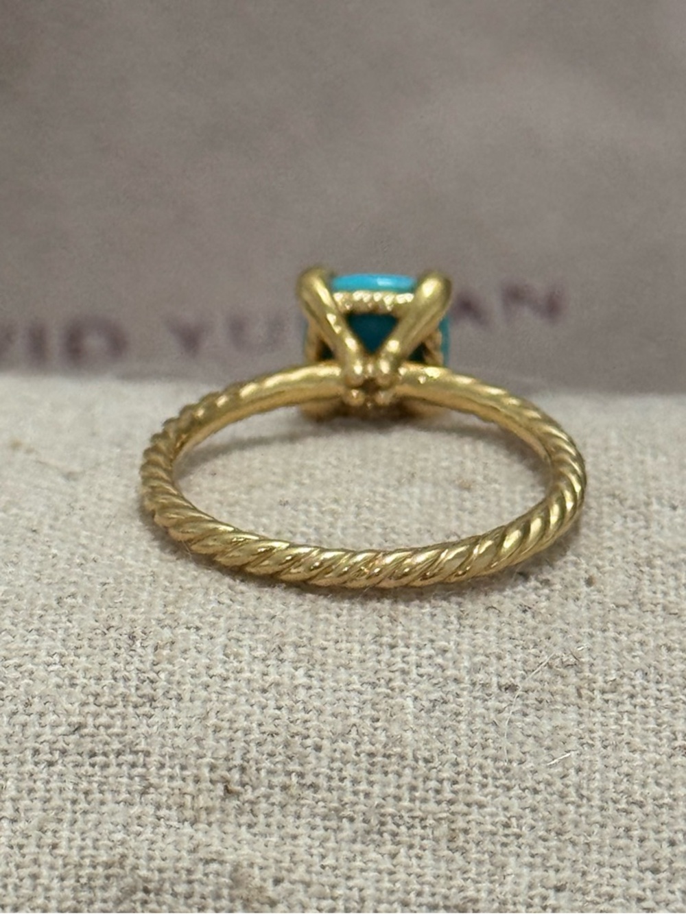 David Yurman 18K Gold Turquoise Diamond Chatelaine Ring - Picture 3 of 9